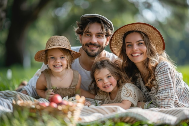 Happy Family Picnic in the Park