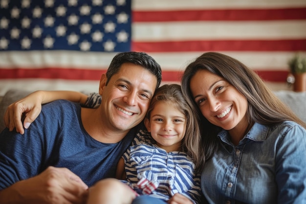 Photo happy family portrait in cozy home setting