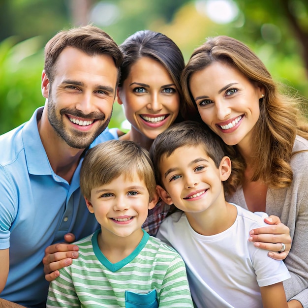 A happy family posing