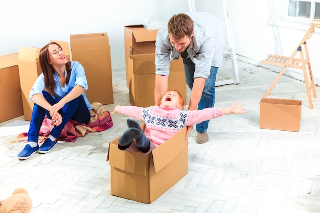 The happy family during repair and relocation