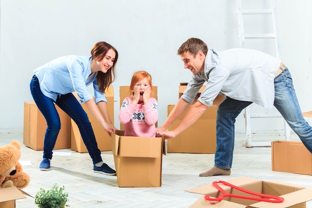 The happy family during repair and relocation