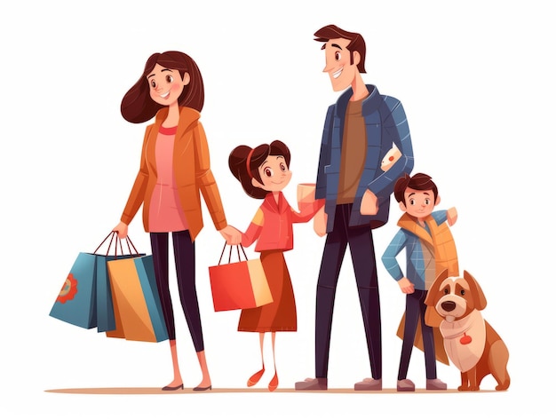 Happy family shopping vector