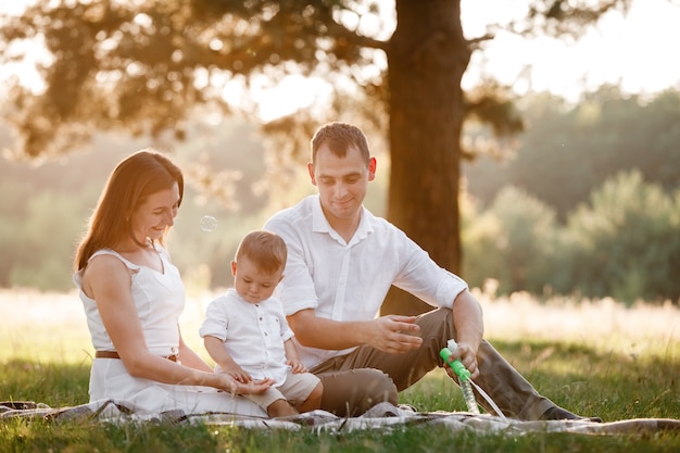 Happy family spending time together on a sunny summer day