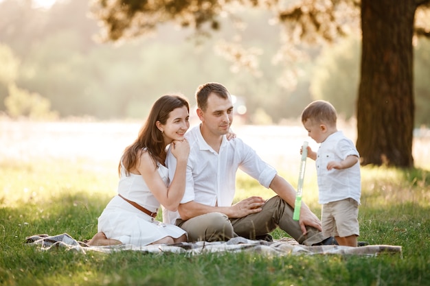 Happy family spending time together on a sunny summer day