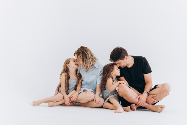 Happy family on white background