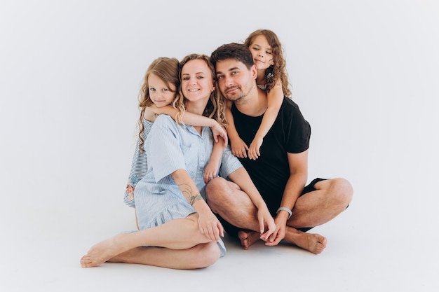 Happy family on white background