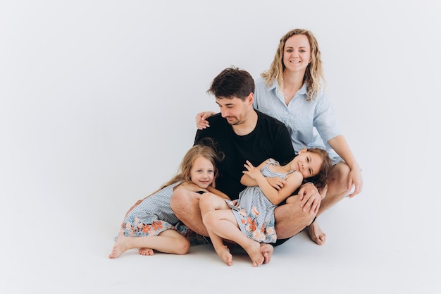 Happy family on white background