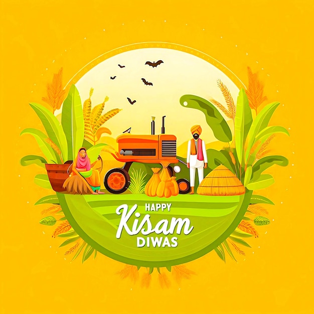 Happy Farmer Day Or Agriculture Day or Kishan Day