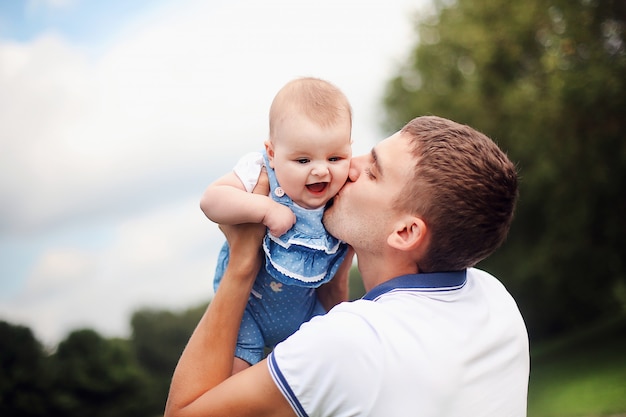 Happy father and daughter having fun at home. 