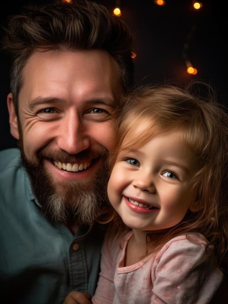 Happy Father Day Father and daughter smiling happily Generative AI