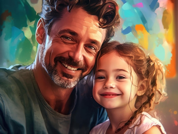 Happy Father Day Father and daughter smiling happily Generative AI