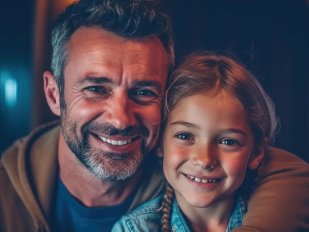 Happy Father Day Father and daughter smiling happily Generative AI