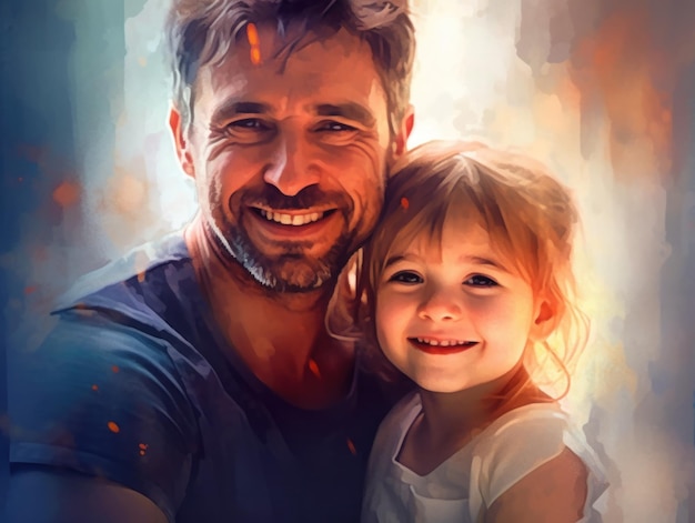 Happy Father Day Father and daughter smiling happily Generative AI