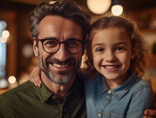 Happy Father Day Father and daughter smiling happily Generative AI