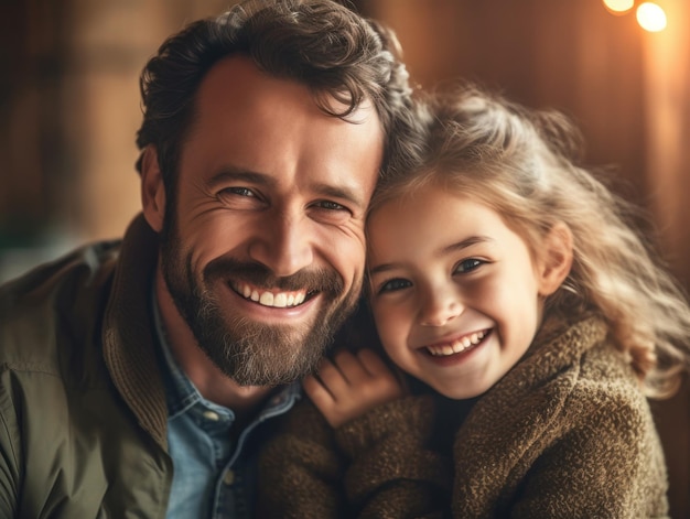 Happy Father Day Father and daughter smiling happily Generative AI