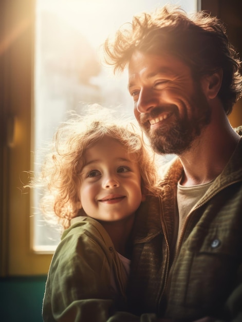 Happy Father Day Father and daughter smiling happily Generative AI