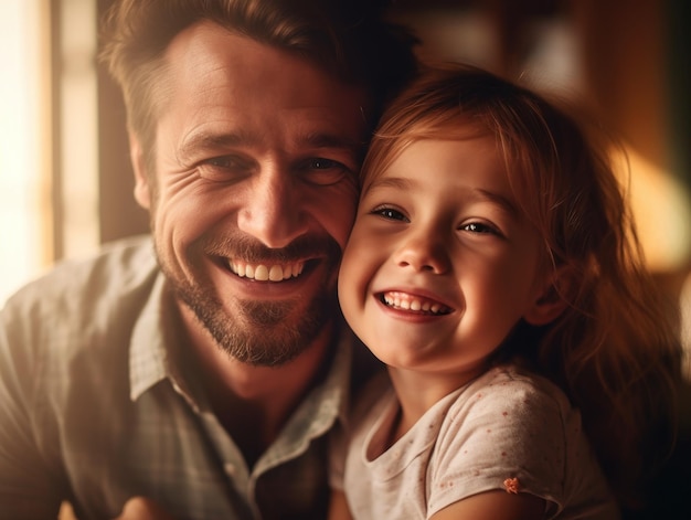 Happy Father Day Father and daughter smiling happily Generative AI