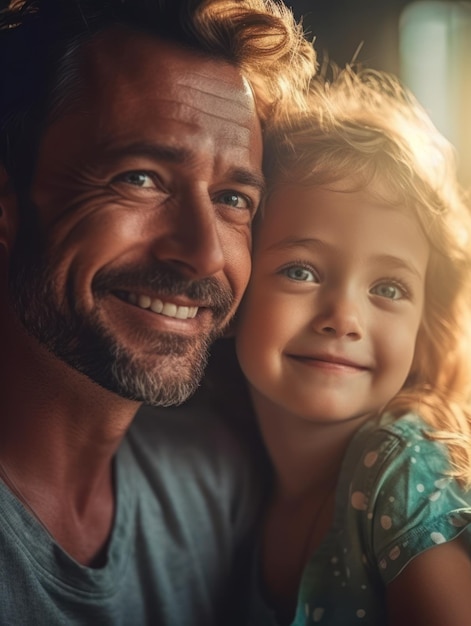 Happy Father Day Father and daughter smiling happily Generative AI