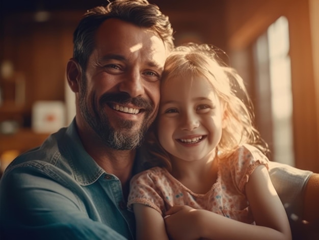 Happy Father Day Father and daughter smiling happily Generative AI