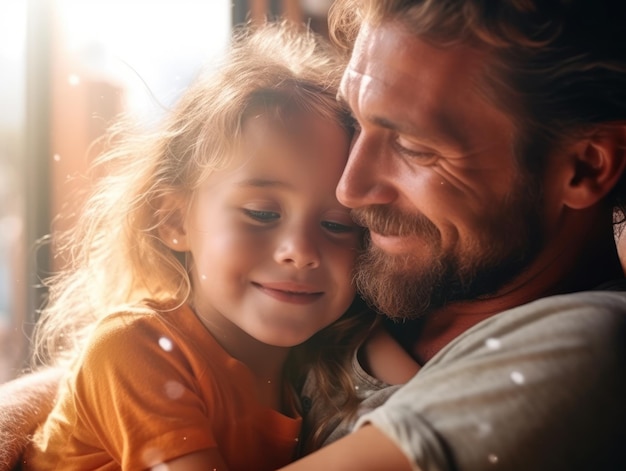 Happy Father Day Father and daughter smiling happily Generative AI