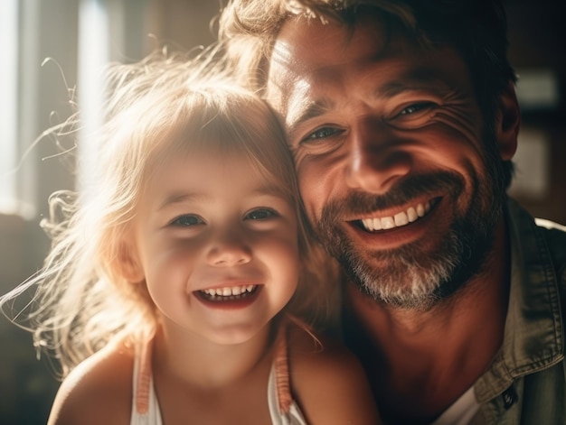 Happy Father Day Father and daughter smiling happily Generative AI