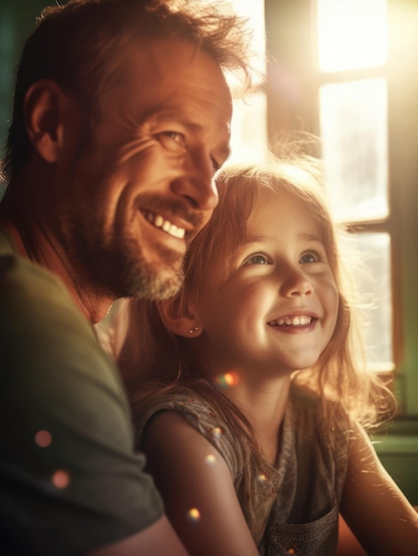 Happy Father Day Father and daughter smiling happily Generative AI