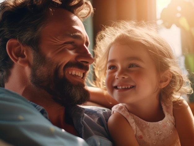 Happy Father Day Father and daughter smiling happily Generative AI