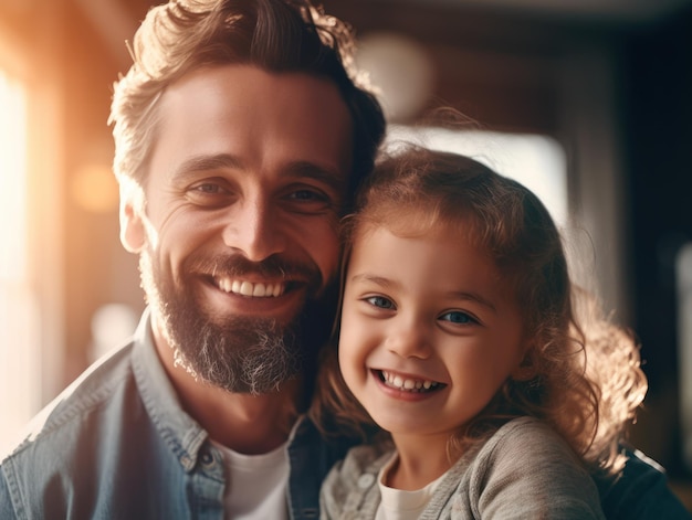 Happy Father Day Father and daughter smiling happily Generative AI