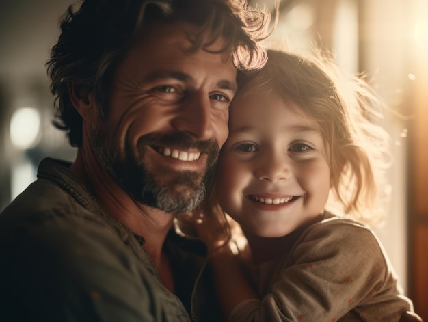 Happy Father Day Father and daughter smiling happily Generative AI