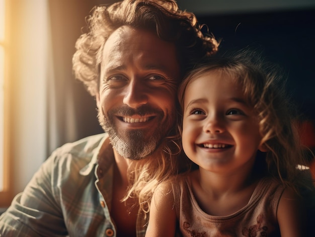 Happy Father Day Father and daughter smiling happily Generative AI