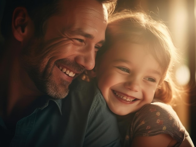 Happy Father Day Father and daughter smiling happily Generative AI