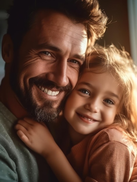 Happy Father Day Father and daughter smiling happily Generative AI