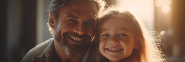 Happy Father Day Father and daughter smiling happily Generative AI