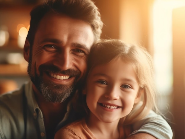 Happy Father Day Father and daughter smiling happily Generative AI