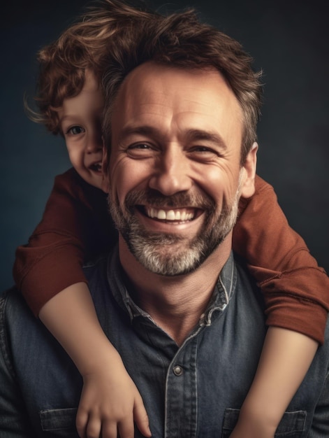 Happy Father Day Father and son smiling happily Generative AI