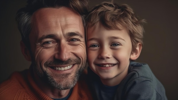 Happy Father Day Father and son smiling happily Generative AI