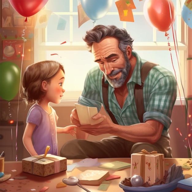 Happy Father and Kid illustration