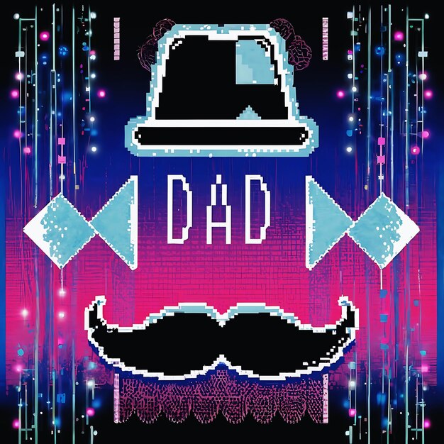 happy father s day DAD typography illustration father and son vintage gift with mustache hat bow tie