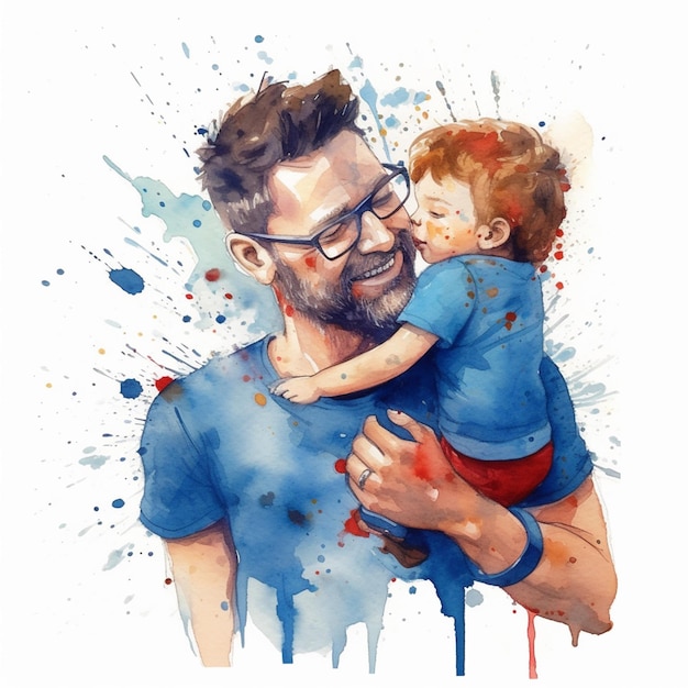 Happy Father's Day painting in watercolor effect