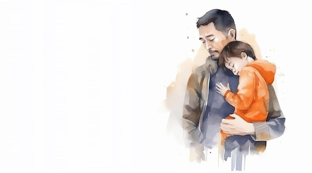 Happy Father's Day with father and kid hugging each other Generative ai