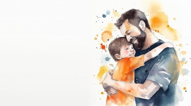 Happy Father's Day with father and kid hugging each other Generative ai