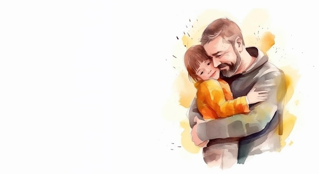 Happy Father's Day with father and kid hugging each other Generative ai