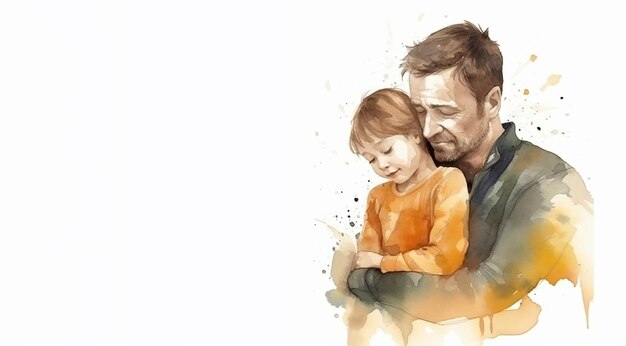 Happy Father's Day with father and kid hugging each other Generative ai