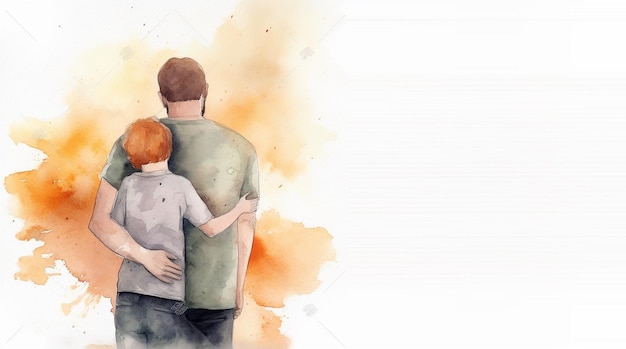 Happy Father's Day with father and kid hugging each other Generative ai