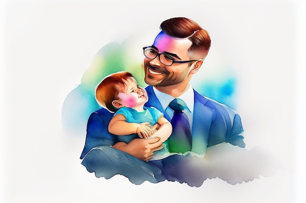 Happy father's day with father and kid hugging each other generative ai