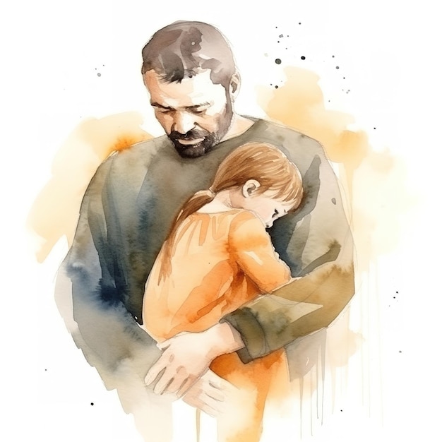 Happy Father's Day with father and kid hugging each other