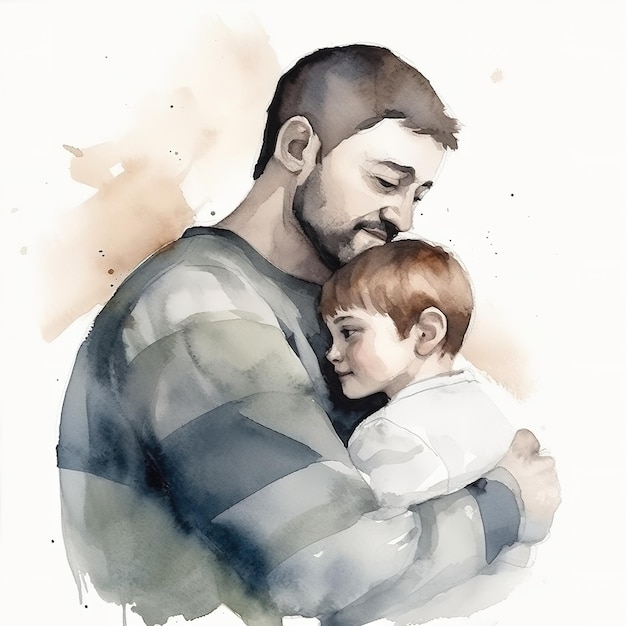 Happy Father's Day with father and kid hugging each other