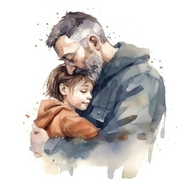 Happy Father's Day with father and kid hugging each other