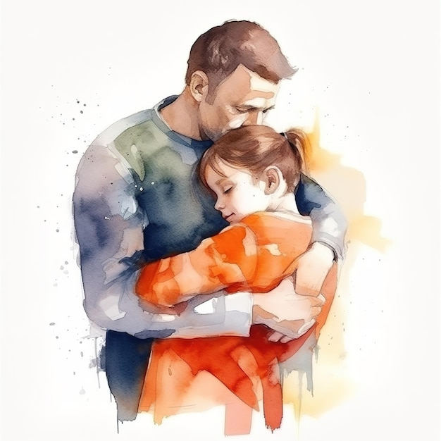 Happy Father's Day with father and kid hugging each other