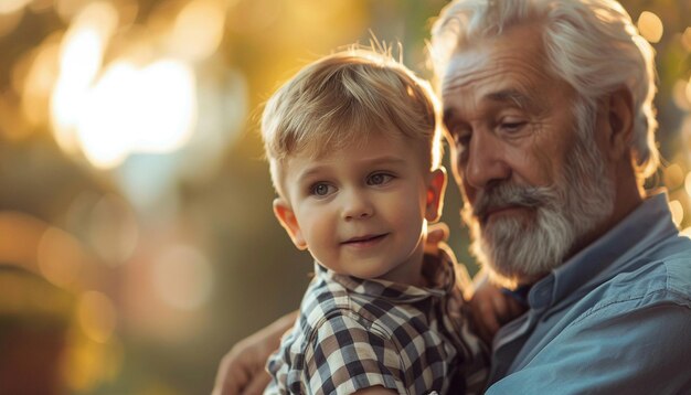 Happy Fathers Day 3 Generation in a frame Father and son with grandfather Fathers Day concept